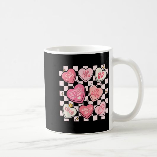 Women Labor And Delivery Nurse Hearts Candy Valent Kaffeetasse (Rechts)