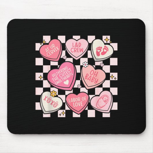 Women Labor And Delivery Nurse Hearts Candy Valent Mousepad (Vorne)