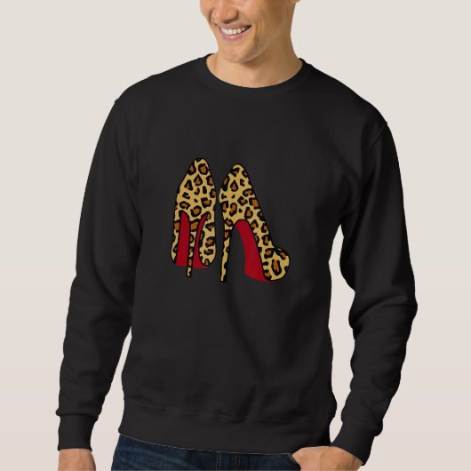 Women Leopard High Heels Gift For Her Valentines D Sweatshirt (Vorderseite)