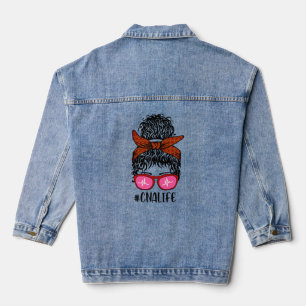 Women Nurse Life RN LPN CNA Messy Bun Jeansjacke