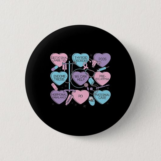 Women Obstetrics Valentine's Day Nurse Ob Gyn Obst Button (Vorderseite)