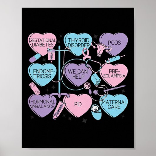 Women Obstetrics Valentine's Day Nurse Ob Gyn Obst Poster (Vorne)