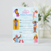Women Pool Party Einladung (Stehend Vorderseite)