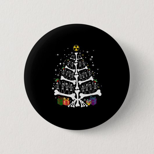 Women Radiology Skeleton Christmas Tree Xray Tech Button (Vorderseite)