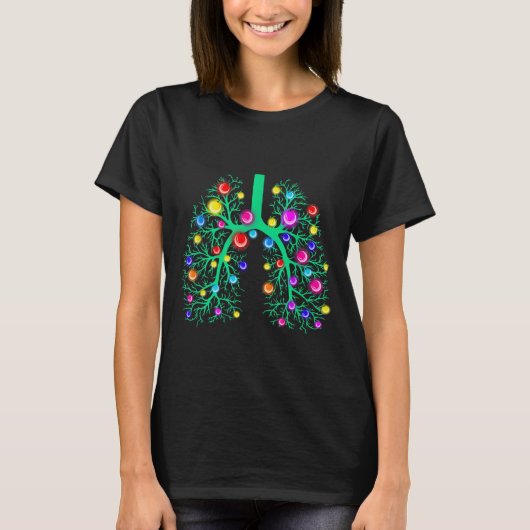 Women Resratory Therapy Lung Christmas Lights Lung T-Shirt (Vorderseite)