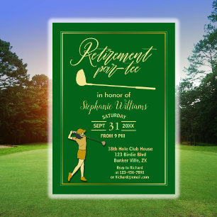 Women Retirement Golf Party Classic Green Golden Einladung