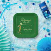 Women Retirement Golf Party Classic Green Golden Pappteller (Party)