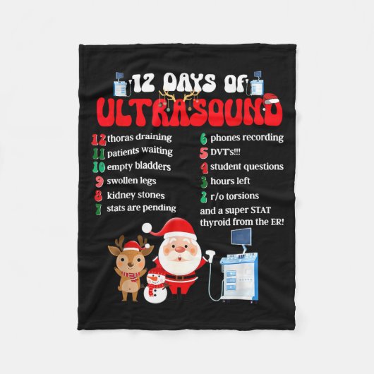Women Retro 12 Days Of Ultrasound Tech Christmas S Fleecedecke (Vorderseite)