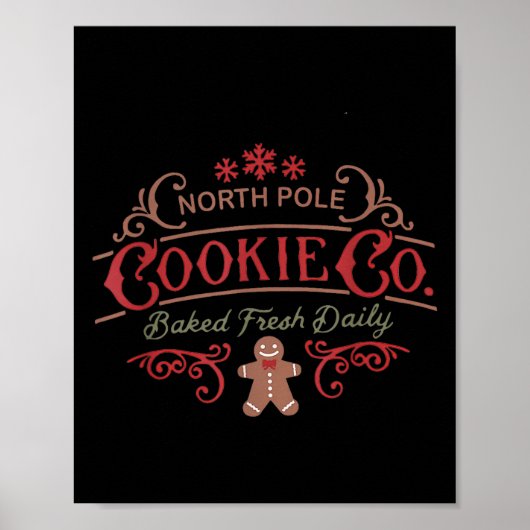 Women Retro Christmas Gingerbread Bakery North Le Poster (Vorne)