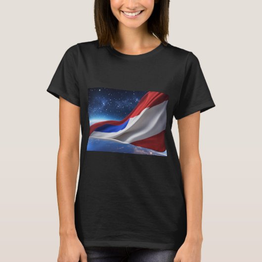 Women’s Basic T-Shirt with USA Flag Logo (Vorderseite)