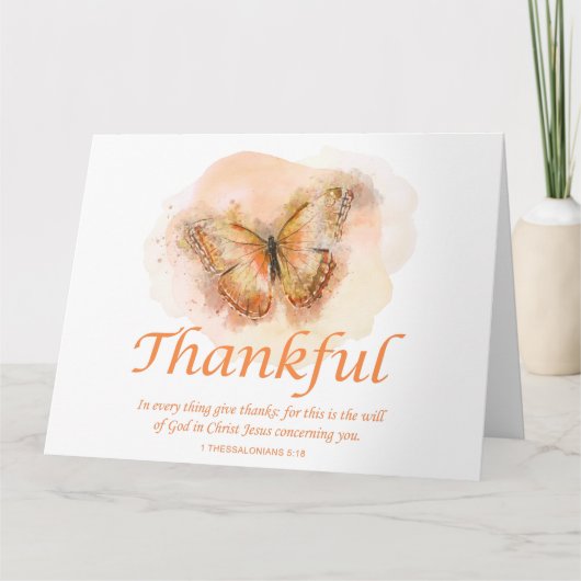 Women’s Christian Butterfly Bible Verse: Thankful Dankeskarte (Vorderseite)