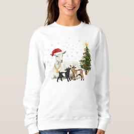 Women’s Christmas Goat Sweatshirt Peaceful Farm 
