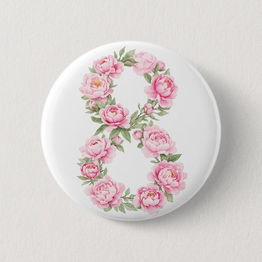 Women’s Day Peony Flower for March 8  Button (Vorderseite)