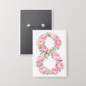 Women’s Day Peony Flower for March 8  Button (Vorderseite/Rückseite)