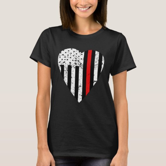 Women s Firefighter Wife Thin Red Line Hear T-Shirt (Vorderseite)