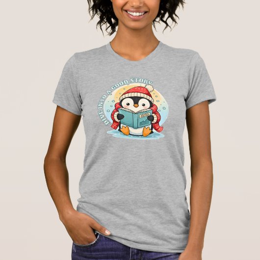 Women’s Scholarly Penguin Storytime Cotton Tee (Vorderseite)