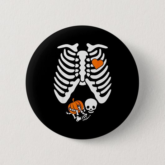 Women Skeleton Pregnancy Announcement Mom Hallowee Button (Vorderseite)
