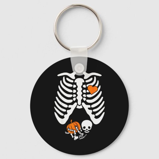 Women Skeleton Pregnancy Announcement Mom Hallowee Schlüsselanhänger (Vorderseite)