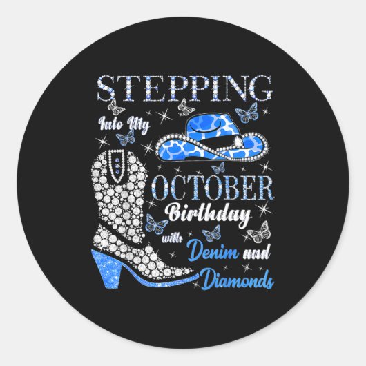 Women Stepping Into My October Birthday With God G Runder Aufkleber (Vorderseite)