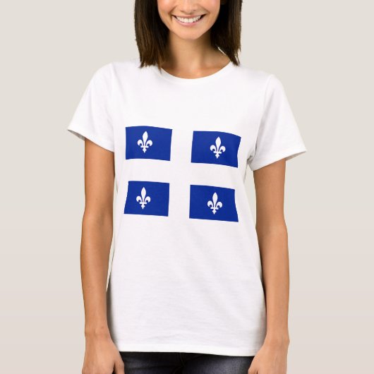 Women T Shirt mit der Flagge von Quebec, Kanada (Vorderseite)