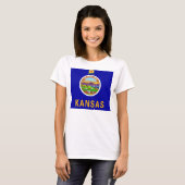 Women T Shirt mit Flag Kansas Staat (Vorne ganz)