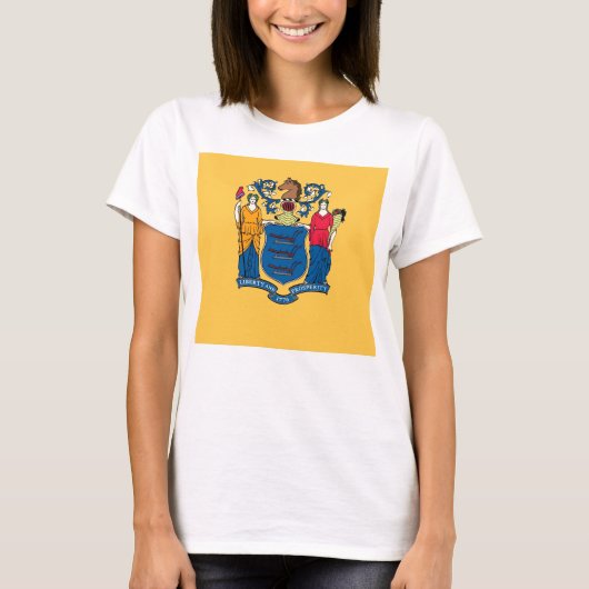 Women T Shirt mit Flag New Jersey Staat (Vorderseite)