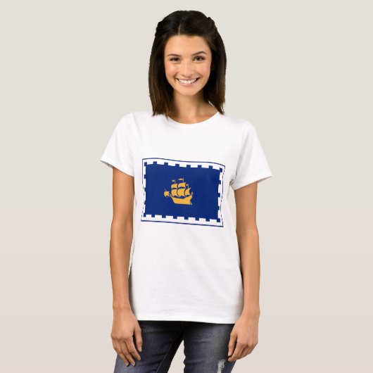 Women T Shirt with Flag of Quebec City, Canada (Vorne ganz)