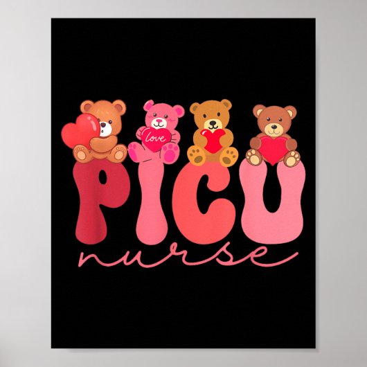Women Valentine Cu Nurse Pediatrics Cute Bears Ped Poster (Vorne)