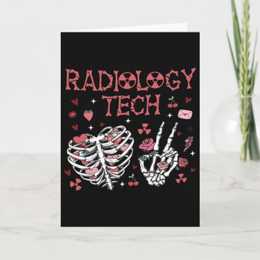 Women Valentine Radiology Tech Skeleton Ultrasound Karte (Vorderseite)