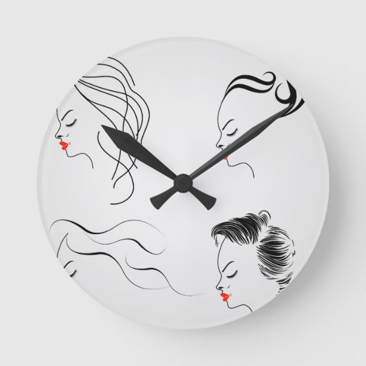 Women with different hairstyles runde wanduhr (Vorderseite)