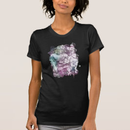 *~* Women Zen Buddha Blume Pastell Schwarzer T - S T-Shirt