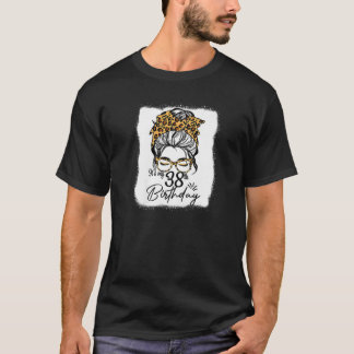 Womens 38 Years Old Messy Bun Leopard It's My 38Th T-Shirt