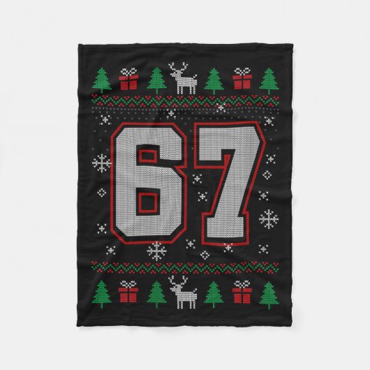 Womens 67 Meme Christmas Ornaments Ugly Sweater Xm Fleecedecke (Vorderseite)