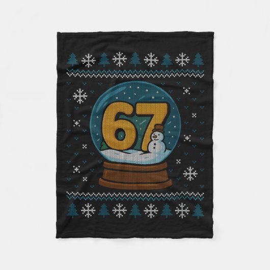Womens 67 Meme Snow Globe Christmas Ugly Sweater X Fleecedecke (Vorderseite)