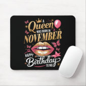 Womens A Queen Was Born In November Happy Birthday Mousepad (Mit Mouse)