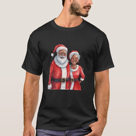 Womens African Santa Mrs Claus Tancing African Ame T-Shirt (Vorderseite)