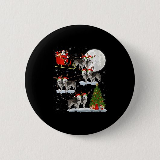 Womens Alaskan Malamute Dog Santa Sleigh Flying Fu Button (Vorderseite)