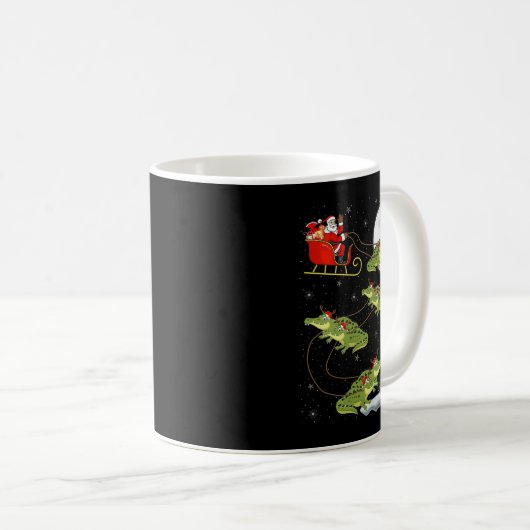 Womens Alligator Santa Sleigh Flying Funny Magical Kaffeetasse (VorderseiteRechts)