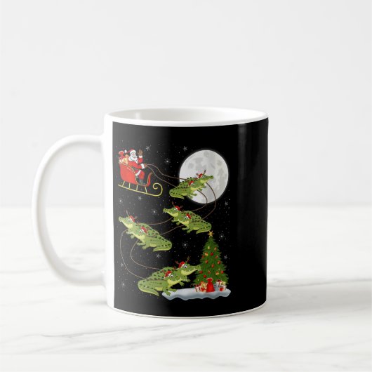 Womens Alligator Santa Sleigh Flying Funny Magical Kaffeetasse (Links)
