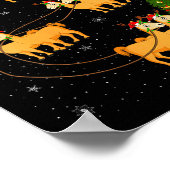 Womens Alpaca Llama Santa Sleigh Flying Funny Magi Poster (Ecke)