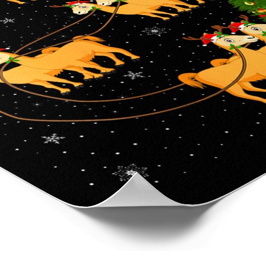 Womens Alpaca Llama Santa Sleigh Flying Funny Magi Poster (Ecke)