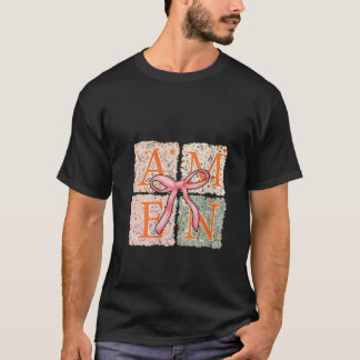 Womens Amen Coquette Bow Wildblume Floral Spring T-Shirt