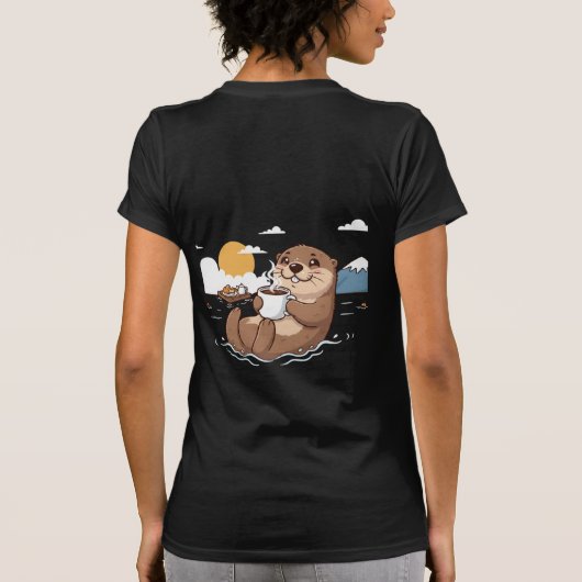 Womens an Otter Coffee Funny Sea Otter V-Neck T-Sh T-Shirt (Rückseite)