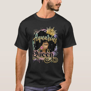 Womens Aquarius Girls Black Queen Januar Februar T-Shirt