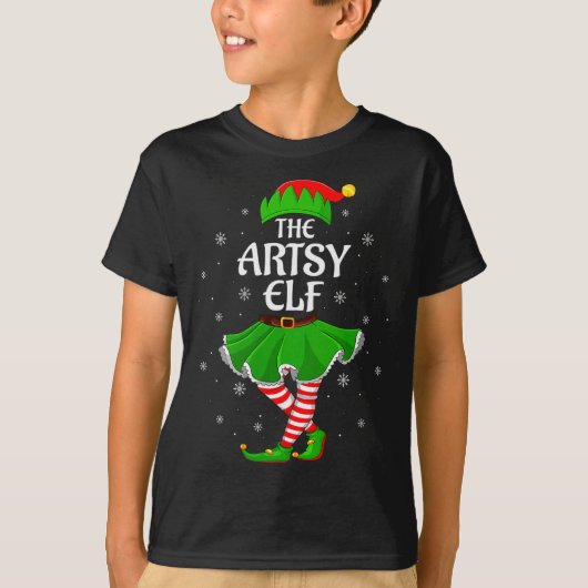 Womens Artsy Elf Christmas Family Girls Women Elf T-Shirt (Vorderseite)
