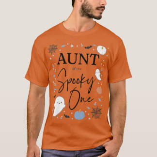 Womens Aunt of the Spooky One First Birthday Blue T-Shirt