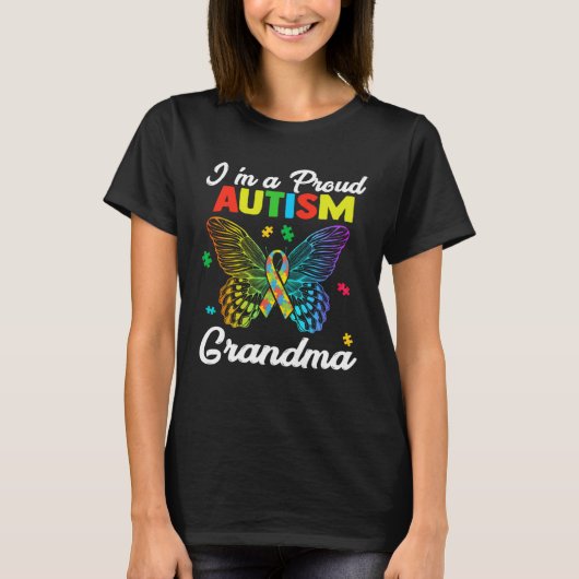 Womens Autism Awareness Butterfly I m A Proud Auti T-Shirt (Vorderseite)