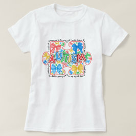 Womens Autismus Awareness Coquette Bow T-Shirt