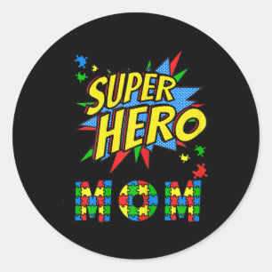 Womens Autismus Awareness für Super Hero Mama Blue Runder Aufkleber