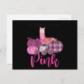 Womens Awareness Lama Im Oktober tragen wir Pink B Postkarte (Vorne/Hinten)